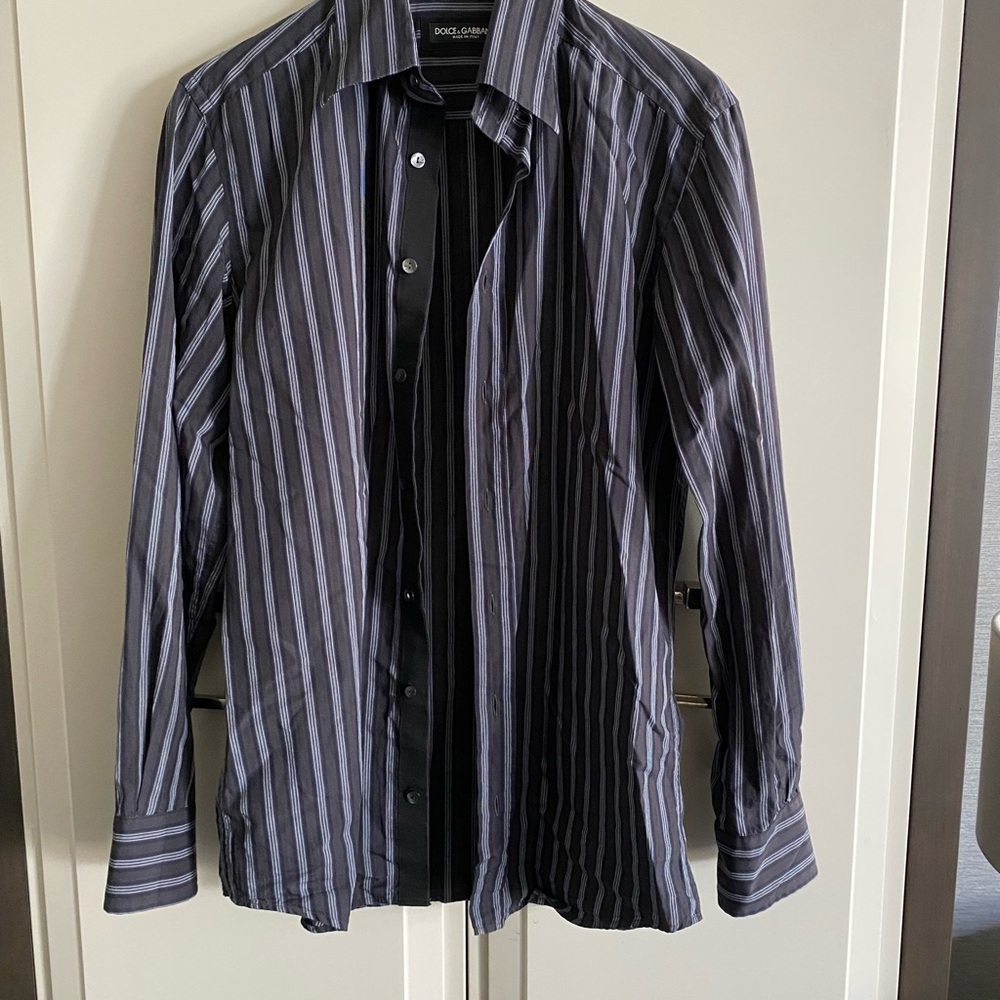 Dolce & Gabbana Men's Black and Gray Striped Shirt